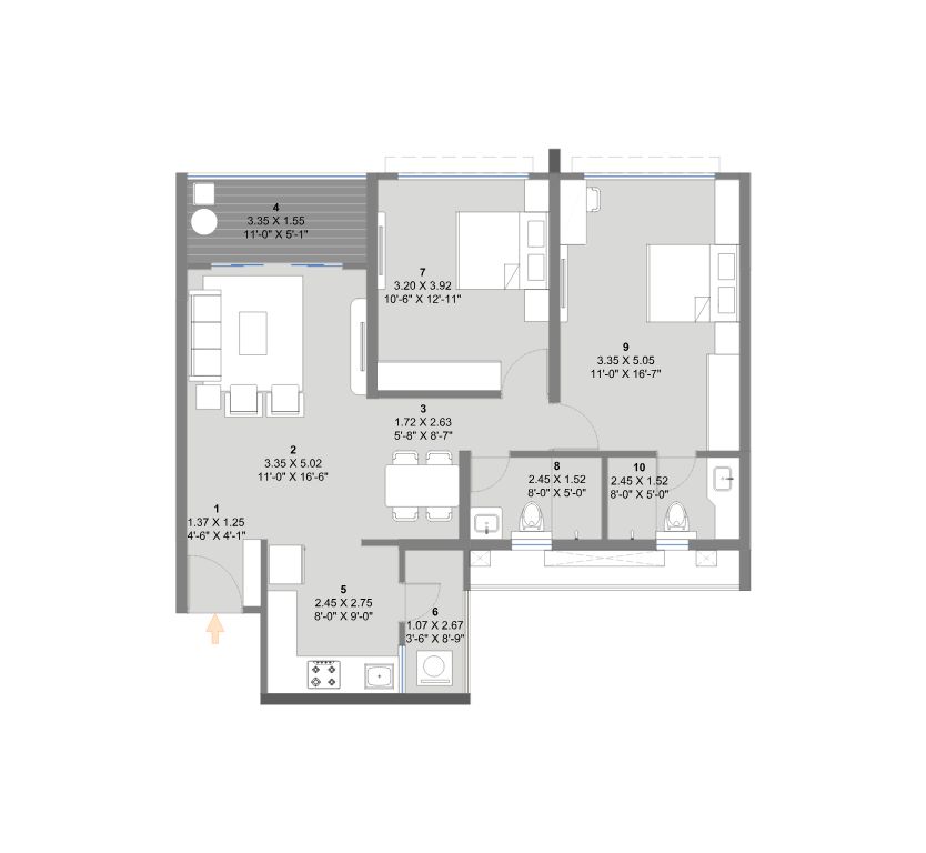 2 BHK Blueprint